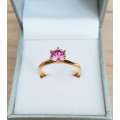 1.00 Carat Pink Moissanite VVSI/D Engagement Ring in Yellow Gold   **GRA Certified**