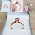 1.00 Carat Pink Moissanite VVSI/D Engagement Ring in Yellow Gold   **GRA Certified**