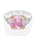 Pink Radiant & Trillion cut Trilogy Ring 925 Sterling Silver pillow Gemstone