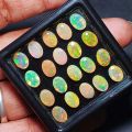 Opal Oval Cabochon 5x7mm Multi Colours Glittering Rainbow 3D! Ethiopian Natural