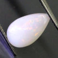 1.23Ct. White Opal Pear Cabochon Multi Colours Glittering Rainbow 3D! Ethiopian