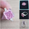 Crushed Pink Trilogy Ring Emerald & Tapered baguettes cut 925 Sterling Silver Gemstone Ring