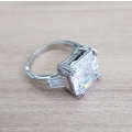 Trilogy Ring 14*16mm Luxury Cocktail Quartz  **925 Sterling Silver **