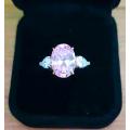 Pink Trilogy Ring 6cts Oval & Pear cut Gem 925 Sterling Silver Gemstone Ring