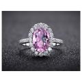 Pink Cocktail Ring 5 carat 8x12MM Oval Cut S925 Silver  Promise Band