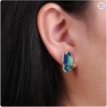 Trendy Blue Butterfly Ear Studs  Crystal Elegant Banquet Jewellery