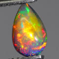 0.60Ct. Opal Pear Cabochon Multi Colours Glittering Rainbow 3D! Ethiopian Natural