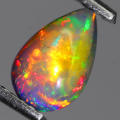 0.60Ct. Opal Pear Cabochon Multi Colours Glittering Rainbow 3D! Ethiopian Natural