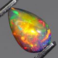 0.60Ct. Opal Pear Cabochon Multi Colours Glittering Rainbow 3D! Ethiopian Natural