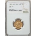 1895 ZAR Half Pond NGC AU50