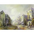 HG van Aswegen - Old Cape Town street scene - A beautiful painting! Bid now!