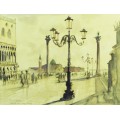 Simon Hodge - Piazotta de S Marco, Venice - A beautiful watercolor! Bid now!