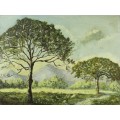 Tamara Kaplan - Landscape with trees - A lovely old painting!! Low price, bid now!
