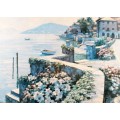 Behrens - Mediterranean scene - Hand painted embellished print - Stunning!! Bid now!!