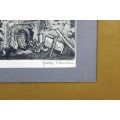 Grethe Schonken - Gothic Cathedral in ruins - Etching - A beauty!! Low price!!  Bid now!