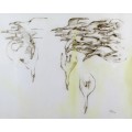 M Costello - Abstract birds - A beautiful mixed media painting! Invest now!!