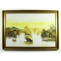 Chan - Oriental boat scene - A beautiful oil painting! Very low price! - Bid now!