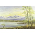 Robert Ottens - Estuary and mountains - A beautiful painting! - Bid now!!