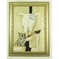 Valyri Duminy - Abstract with owl - A stunning treasure!! Low price, bid now!