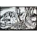 Pierneef - Treetrunks and mountains - A beautiful photo lithograph!! Bid now!