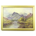 Landscape with river on canvas - Unsigned - Beautiful! Low price, bid now!