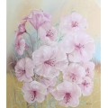 Tim Cooke - Pink flowers - A beautiful painting! Low price, bid now!!