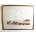 DV Bormann - Rondavels in a landscape - A beautiful watercolor! - Low price!! - Bid now!!