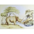 WC Harris - Rhino - A beautiful print! Low price, bid now!!