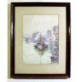 Gertrude Dakhyl - Harbor scene - Offered at a low price!! Bid now!