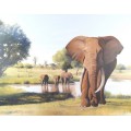 Claude Boswell - Elephants - Magnificent large beauty!! - Stunning art!! - Low price!! - Bid now!