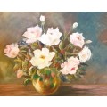 D Theunissen - Still life - Pink & white roses -  Low price, bid now!!