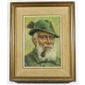 Schroder - Old man smoking a pipe - An old oil painting! - Giveaway price! - Bid now!!