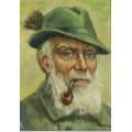 Schroder - Old man smoking a pipe - An old oil painting! - Giveaway price! - Bid now!!