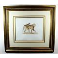 Martin Koch - Baboon and baby - Sepia - Beautiful frame! - Investment art!! Bid now!