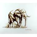 Martin Koch - Elephant - Sepia - Amazing investment art!! Bid now!