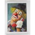 Phillip Britz - Clown with a phone - A stunning painting!! Low price, act fast and bid now!