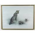 Henk Vos - Serval cat and cubs - A beautiful print!! Bid now!