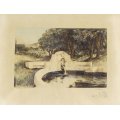 Chas Peerce - The old bath, Groot Constantia - Vintage etching 1927 - What a beauty!! Bid now!