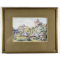 Erich Mayer - Rural village with figure - 1948 - What a beauty!! Bid now!