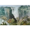 Thomas Baines - Victoria Falls - Western end of the chasm -  A beautiful print! Bid now!