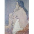 Jean Welz - Sitting model with white cloth - A magnificent print! - Low price, bid now!!