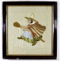 Witch on a broom - Needlepoint - 1895 (Possibly Dutch) - A beautiful antique work! Get it now!!
