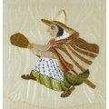 Witch on a broom - Needlepoint - 1895 (Possibly Dutch) - A beautiful antique work! Get it now!!