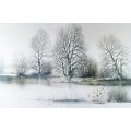 Indistinctly signed - Lake scene print - A beautiful piece! Get it now!!