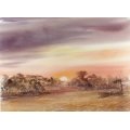 Guy Todd - Sunset over a landscape - A stunning painting - Bid now!!