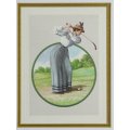 Victorian lady playing golf - Lovely!! - Low price! - Bid now!!