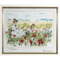 J Coleman - Mother and daughter picking flowers - Needle work - Beautiful!! - Low price! - Bid now!!