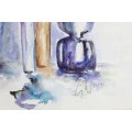 Purple bottles - Watercolor - Beautiful! - Bid now!!