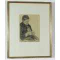 MP Reus (1865-1938) - Lady knitting - A beautiful drawing!! - Bid now!!