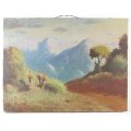 J Pohl - Mountain road - Dated 1948 - A beautiful painting from a talented artist! Bid now!!
